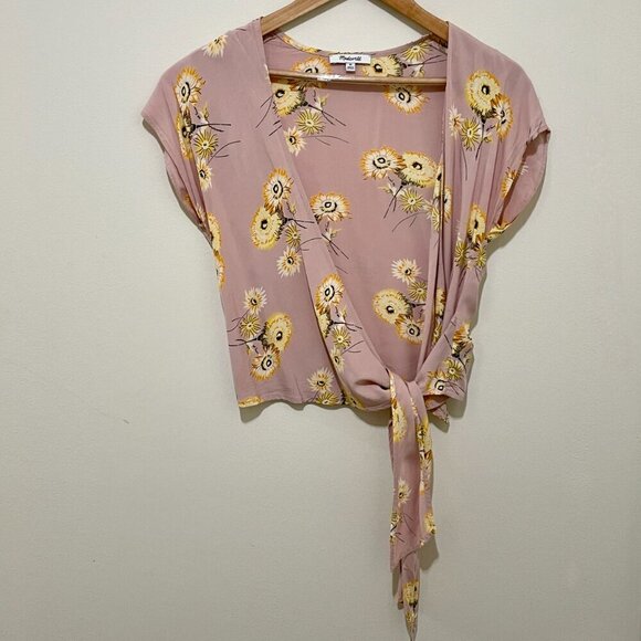 Madewell Daisy Tie-Wrap Top Cap Sleeves, Size XS - Picture 1 of 13